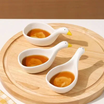 Wholesale Cute Duck Ceramic Relief Dish Household Vinegar Dish Hot Pot Dipping Saucer Small Dish