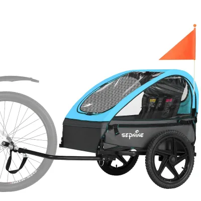 Sepnine Foldable Child Bike Trailer with 5-Point Harness and Storage Pockets Model 609 for Ages 12 Made in China