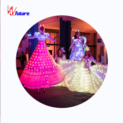 Dancing Queen Performance Skirt LED Lights up Training Dancewear for Adults & Girls Cotton Christmas Party Dress With Leotard