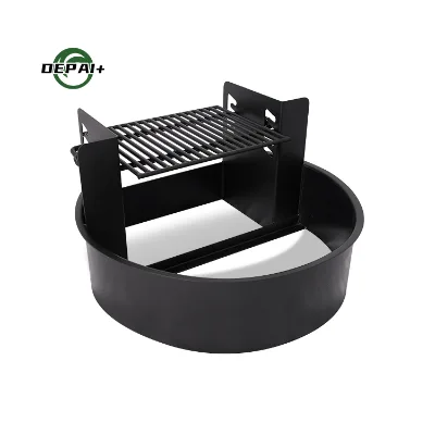 Heavy Duty Park Commercial Metal Round Black Enamel Fire Rings with Anchors Pins