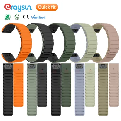 Enjoy Sport Silicone Magnetic Watch Strap for Garmin Quick Release Loop Band Breathable Adjustable Wrist Watch Band Bracelet