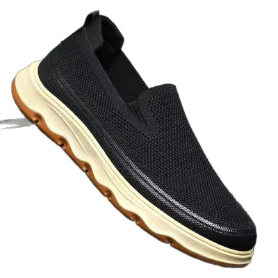Wholesale Large Size Men's Summer Shoes Slip-On Breathable Lightweight Durable Shock Absorption Thick Sole Thin Mesh