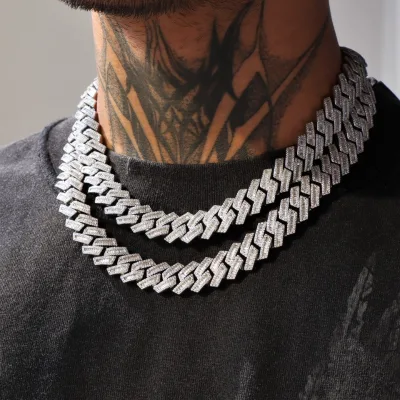 Punk Iced Out Gold S925 Sterling Silver Full Vvs Moissanite Diamond Cuban Link Chain Hip Hop Necklace Men Pendant Necklaces