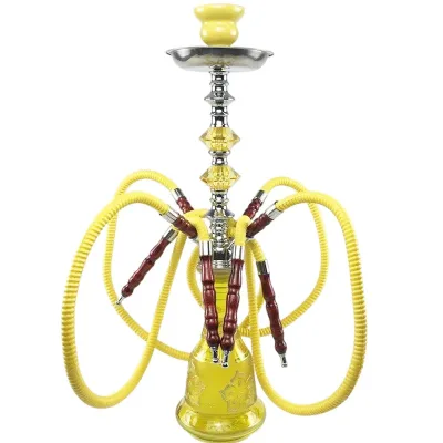 Hot Sale High Quality Custom Logo Mirror Metal Eco-Friendly Durable Vase Base 4 Tube Hose Shisha Hookah Set