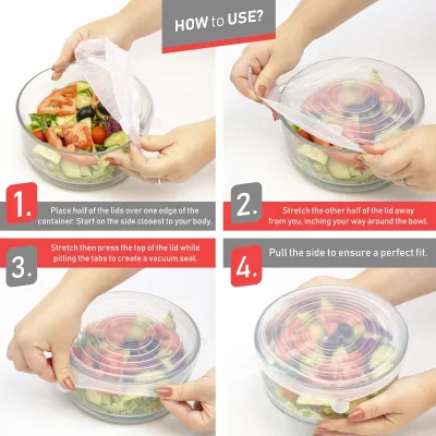 Silicone Lids Refrigerator Microwave Sealed Fresh Lid Food Grade Silicone Storage Bag Soft Strength Universal Sizes
