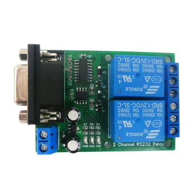 2Ch Rs232 Relay Board Dc 12V 24V Serial Port Switch Module for Plc Motor Led Ptz Industrial Control Equipment