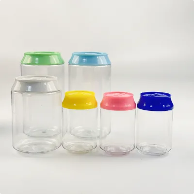 Colorful 90ml/135ml Plastic Soda Cans Pet Jar Clear Jars With Screw Lids