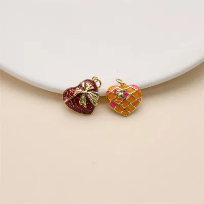 High Quality Heart Charms Checkerboard Heart Charms Diy Necklace Bracelet Necklace Jewelry Making