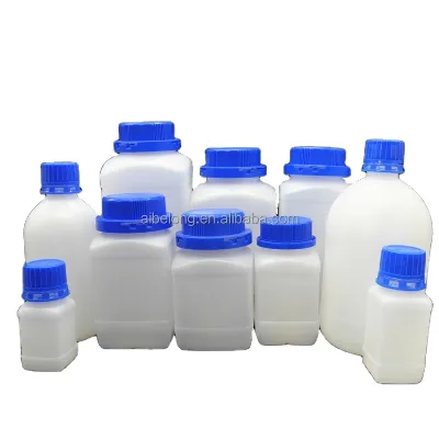 Laboratory HDPE Plastic Wide Mouth Square Reagent Bottle with Blue Pilfer Proof Cap1000ml