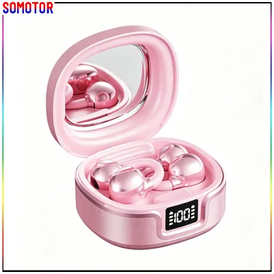 Ear-clip Digital Display Earbuds Open-ear Noise Reduction Design  HiFi Sound Comfortable Extended Wear with Make-up Mirror