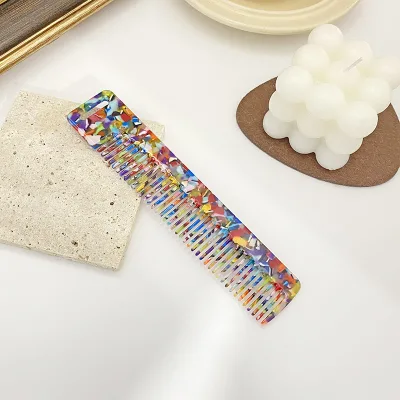 New Style Women Anti Static Acetic Acid Hair Comb Portable Leopard Marble Cushion Wide Tooth Comb Acetate Comb