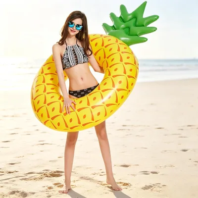 Large Inflatable Pineapple Swimming Ring PVC Material Thickened & Leak-proof Fun Pool Float for Adults & Children