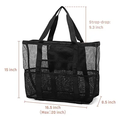 Wholesale Custom Logo Large Capacity Beach Accessories Travel Swimming Bolso De Playa Tote Mesh Beach Bag