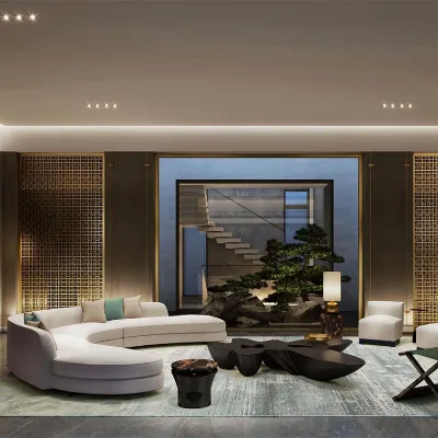 Elegant Living Furniture Hotel Lobby Modern Sectional Couches Upholstered Luxury Room Fabric Sofa