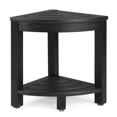 Bamboo Corner Shower Stool Shower Chair Shower Bench Triangle Wooden Bathroom Corner Seat Bathroom Seat With Storage Compartment