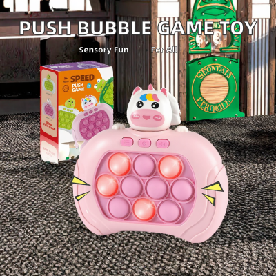 Quick Push Bubbles Game Toy Console Finger Sensory Toy Puzzle Pop Game Machine Multiple Game Modes Plastic Toy for Kids