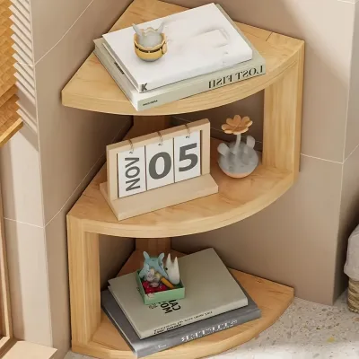 Small Space Multipurpose 3 tier bamboo bath shower caddy Multi-Functional Wooden Corner Rack