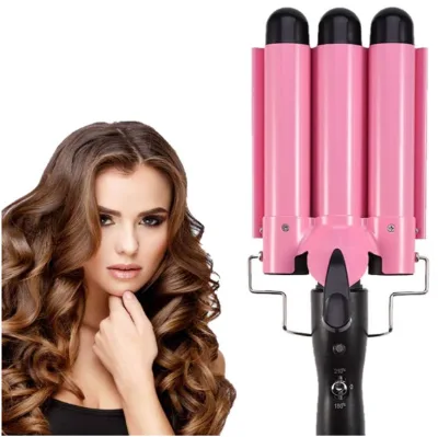 Three-Stick Ceramic Ionic Electric Curler for Big Wave Hair Foldable Egg Roll Head Curling Iron for Household and Hotel Use