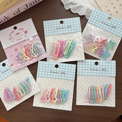 8 Pcs Sweet and Versatile  Children's Side-blowout Hair Clips, Cute Polka-dot Elegant Hairpins, Side-edge Oil-drop Hair Clips