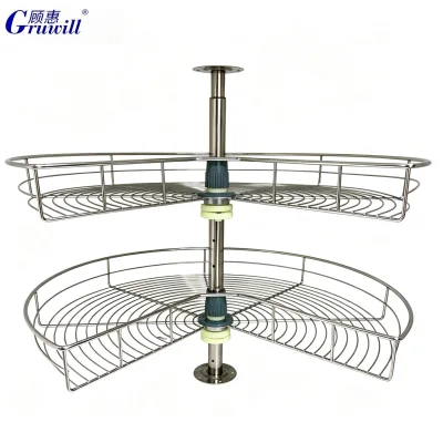 Sundries Wall Mounted Kitchen Swivel Holder Lazy Susan Organizer Stainless Steel Eco-Friendly Modern Revolving Cabinet Basket