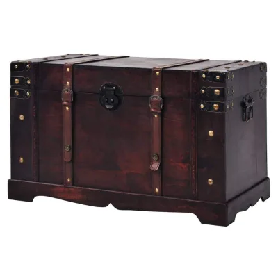 Custom Bedroom Decorative Wooden Trunk Box Those Unidad Style Carved Tree Entrance Palm Bedside Table Suitcase Locks Polished