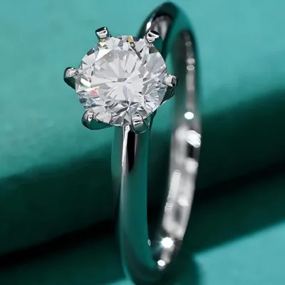 Wholesale Classic Six Prown Luxury 18K Gold Lab Grown Diamond Wedding Engagement Ring