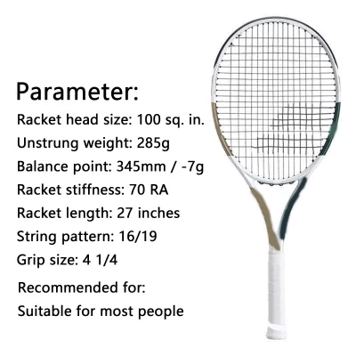 Wholesale Unstrung Carbon Tennis Racket 285g White Gold Green Frame 100sq.in Ready Stock Bulk Supply for Sports Retailers
