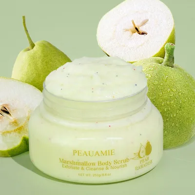 OEM Natural Fruity Cotton Candy Bodyscrub Hydrating Exfoliating Pear Body Scrub