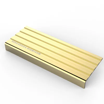 FOSHAN Shiny Golden Aluminum Stair Nosing L Shape Aluminum Extrusion Profile