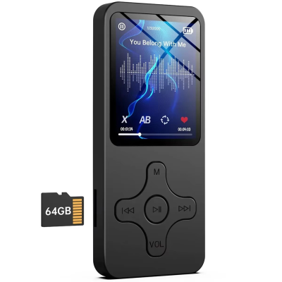 64GB MP3 Player BT 5.0 with Speaker FM Radio Recording Physical Buttons HiFi Lossless Sound Music Mp3 Mp4 Player for Kids