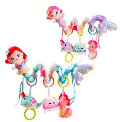 Newborn Beautiful Crib Car Seat Stroller Infant Sensory Toys Colorful Baby Animal Bell Soft Hanging Rattles Teether Made Plastic