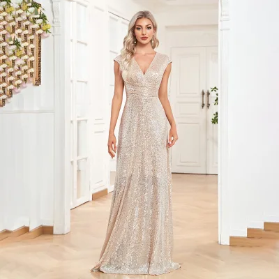 TEENYEE Customized Size Floor-Length Sequins Chic Evening Dress Elegant Dresses for the Mother of the Bride for Wedding
