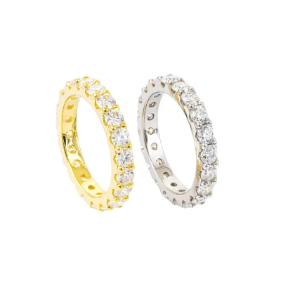 D Color Single Row Crystal Rhinestone S925 Silver Rhodium Plated Pave Setting Cut 2mm Moissanite Trendy Jewelry