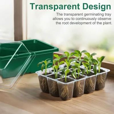 Heavy Duty Seed Starter Kit, Plant Tray With Humidity Dome and Base, Outdoor Friendly With Vent Hood & Drainage Holes
