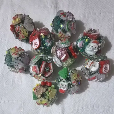 Hot Sale Funny Santa Claus Snowman Flower Pearl Acrylic Plastic Lucite Beads for DIY Pen Jewelry Making Christmas Beads