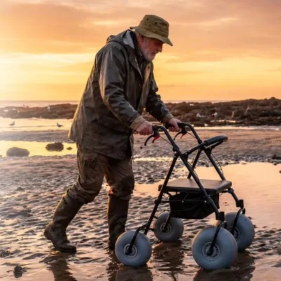 ARY MEDICAL All-Terrain Beach Walker with Wide Wheels for Sand Mobility Assistance