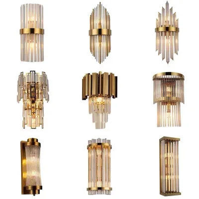 Hot Sale High Quality Wholesale Price Indoor Metal Crystal Wall Lamp Hotel Corridor Wall Sconces Gold Luxury Decorative Sconces