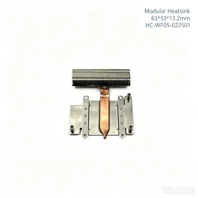 Modular CPU Heatsink 65*53*13.2mm Aluminum Fin Copper Heat Pipe Black Painted for Industrial Embedded Equipment