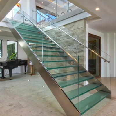 Modern Apartment Staircase Durable Double Beam Stairs