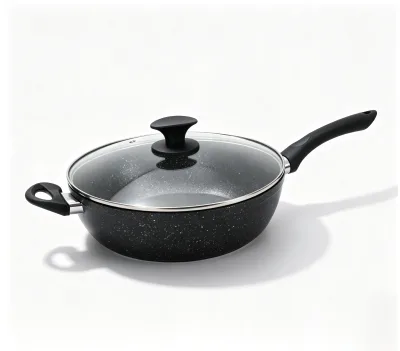 Easy Cleaning Granit Nonstick Aluminum Cookware Pot Multi-function Deep Fry Pan with Glass Lid Sarten Kitchenware Panelas