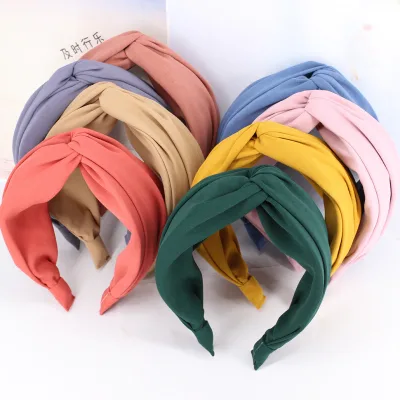 High Quality Simple Design Wide Girl Hairbands Fashion Handmade Cross Plain Headbands for Women