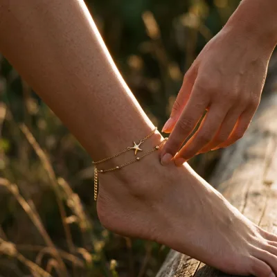 Fashion Star Anklet Ankle Bracelet 304 Stainless Steel Small Hole Bead Chain Bracelet De Cheville Tobilleras De Acero Inoxidable