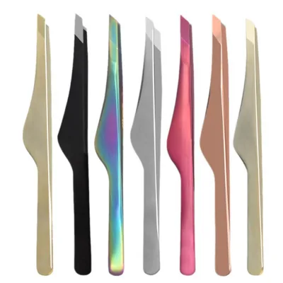 Customized Logo Stainless Steel Volume Eyebrow Tweezers Fiber Tips Perfect Grip Durable Lightweight Eco-Friendly Golden/Silver