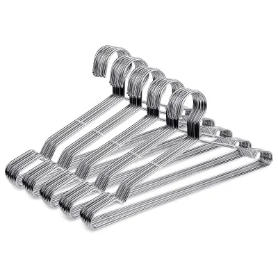 Clothes Hangers 50 Pack Stainless Steel Wire Coat Hangers Non Slip Heavy Duty Space Saving Wardrobe Bathroom