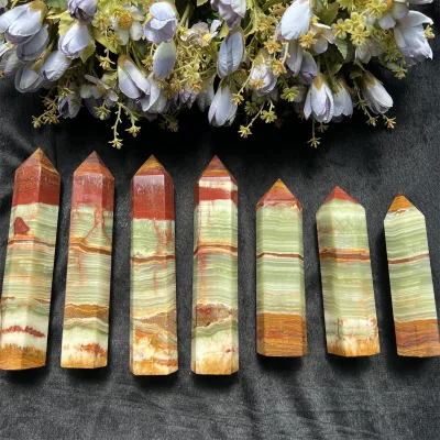 Natural Crystal Tower Afghan Jade Point Love Decorative Fashionable Model with Polished Technique Healing Stone Craving Craft