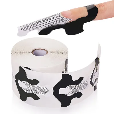 Hot Selling Holographic Nail Extension Forms Single Use Plastic Aluminum Nail Sculpting Forms
