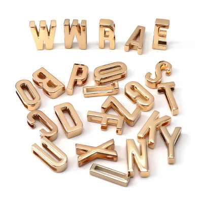 2024 Handbag Accessories Hardware OEM ODM Design 26 Alphabets Gold Metal Rivet Letter Logo for Wallet