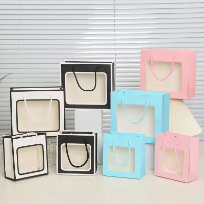 Paper Bags With Window Clear Gift Bags Boutique Paper Shopping Bag