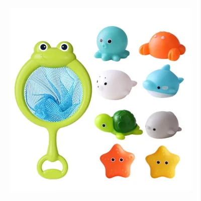 Summer Pool Water Kids Bath Floating Toys Luminous Baby Cute Animals Bath Toy Fishing Toy Set For Kids Educational