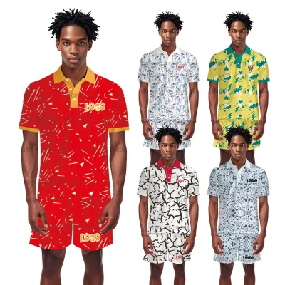 Custom Casual Sublimation Printing Summer Polo Shirt and Shorts for Men Two Piece Set Polo T Shirt Tracksuit Men's Polo Sets